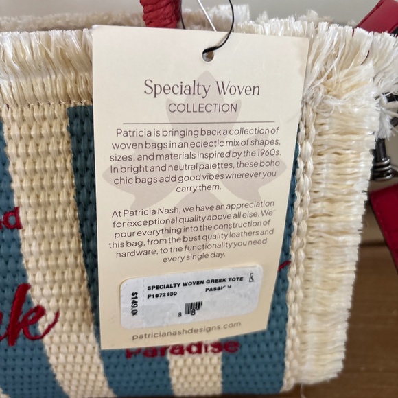 Patricia Nash Sailing Around Greek Isles Straw Tote Bag NWT - Picture 3 of 6